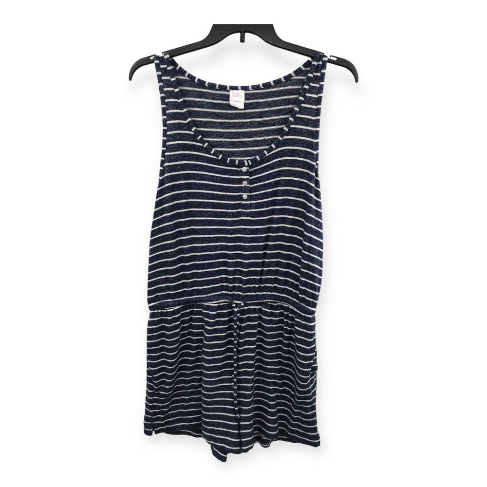 NWT Stars Above 1pc Pajama Tank Romper Womens Large Blue White Striped S…